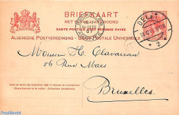 Delcampe - Netherlands 1907 Reply Paid Postcard, 5c+5c, 5 Address Lines (reply Unused), Used Postal Stationary - Cartas & Documentos