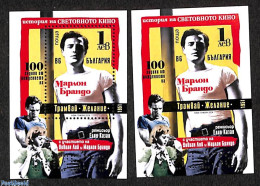 Delcampe - Bulgaria 2024 Marlon Brando 2 S/s (perforated & Imperforated), Mint NH, Performance Art - Movie Stars - Ungebraucht