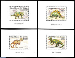 Delcampe - Congo Republic 1999 Prehistoric Animals 4 S/s, Mint NH, Nature - Prehistoric Animals - Préhistoriques