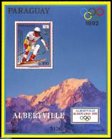 Delcampe - Paraguay 1990 Olympic Winter Games S/s, Yellow Border, Mint NH, Sport - Olympic Winter Games - Skiing - Ski