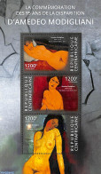 Delcampe - Central Africa 2015 Amedeo Modigliani 3v M/s, Mint NH, Art - Amedeo Modigliani - Modern Art (1850-present) - Nude Pain.. - Repubblica Centroafricana