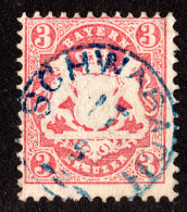 Delcampe - Bayern 23 Y, Blauer Zierstempel SCHWABACH (Type I) Klar Auf 3 Kr.. Geprüft. - Cartas & Documentos