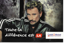 Delcampe - Johnny Hallyday Crédit Mutuel Carte Publicitaire 2003 - Sänger Und Musikanten