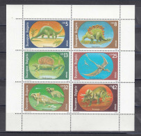 Delcampe - Bulgaria 1990 - Prehistoric Animals, Mi-Nr. 3840/45 In Sheet, MNH** - Ungebraucht