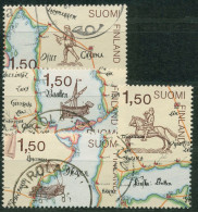 Delcampe - Finnland 1985 FINLANDIA Post Im 17. Jahrhundert Landkarte 973/76 Gestempelt - Gebraucht
