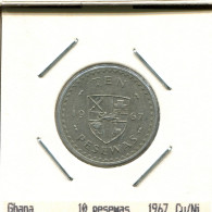 Delcampe - 10 PESEWAS 1967 GHANA Pièce #AS371 - Ghana
