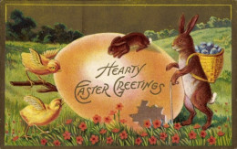 Delcampe - Gaufré CPA Glückwunsch Ostern, Osterei, Küken, Osterhase - Ostern