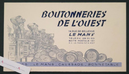 Delcampe - ● LE MANS Boutonneries De L'Ouest 14 Rue Bellevue Usines Caussade Bonnetable - Sarthe Vieille Publicité Carte De Visite - Werbung