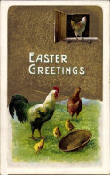 Delcampe - Gaufré CPA Glückwunsch Ostern, Hühner, Küken, Korb - Ostern