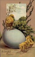 Delcampe - Gaufré CPA Glückwunsch Ostern, Küken, Osterei, Weidenkätzchen - Ostern