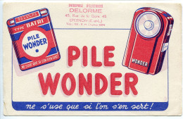 Delcampe - BUVARD Années 50 * PILE WONDER Avec Cachet Entreprise Electricité DELORME à EPERNON Eure Et Loir - Batterie