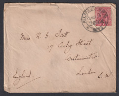 Delcampe - Inde British India 1914 Used Cover Allahabad To Nora Gordon "Ranee" Scott W/O Sir Alan William Pim, Westminster London - 1911-35 King George V