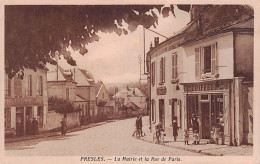 Delcampe - Carte Postale [95]  Presles   Restaurant L. Vasseur  La Mairie  Coiffeur Rue De Paris  Très Beau Plan - Presles