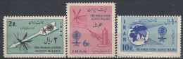 Delcampe - IRAN 1962 Malaria Eradication Campaign Shah Reza Pahlavi Michel 1117-1119 MNH Set - Iran
