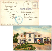 Delcampe - Bermuda U.S. Soldier's Free Mail C1943 U.S. Navy Bermuda PPC (Tom Moore's House Bermuda (The Irish Poet)) To Uniontown, - Bermudas