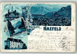 Delcampe - 8752 Näfels 1900 Lithographie Denkmal Obersee Freulerpalast - 13651016 - Näfels