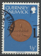 Delcampe - Guernesey - Grande Bretagne 1979 Y&T N°168 - Michel N°173 (o) - 0,5p Monnaie De 1 Double De 1830 - Guernsey