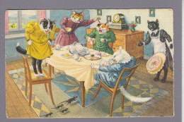 Delcampe - CPA Künzli Illustrateur Chat Cat Position Humaine Habillé Position Humaine Circulée - Pesistica