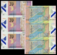 Delcampe - North Macedonia 2016 - 2022  Banknotes 10 Denar  Banknote  UNC Polymer  Uncut 3 Pcs Triplets - Macédoine Du Nord