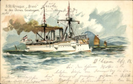 Delcampe - Artiste Lithographie Siehl, Deutsches Kriegsschiff, SMS Irene, Kreuzer, In Den Chinesischen Gewässern - Sonstige & Ohne Zuordnung