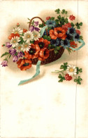 Delcampe - AA3 - Carte Postale Fantaisie - Panier De Fleurs - Blumen