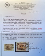 Delcampe - "ZENGG RECOMMANDIRT"Schlangen-Stpl Mü.750 P. ! (Senj Kroatien/Croatia)Österreich 1850 6Kr, Attest (Croatie Snake Serpent - Oblitérés