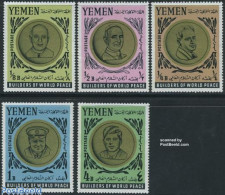 Delcampe - Yemen, Kingdom 1966 Peace Builders 5v, Mint NH, History - Religion - American Presidents - Churchill - Pope - Sir Winston Churchill