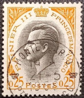 Delcampe - MONACO 1953. Y&T 504. Mi 622. Le Prince Rainier III. Noir, Orange 25 Fr. Cachet De 1968 à Monte-Carlo. - Oblitérés