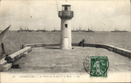 Delcampe - CPA Phare Cherbourg Le Phare De La Jetee Et La Rade Bateaux - Faros