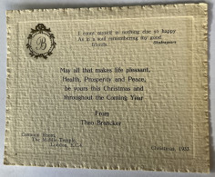 Delcampe - 1933 Christmas Carte Citation Shakespeare NOEL - Theo Brancker - The Middle Temple London - Sonstige & Ohne Zuordnung