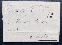 Delcampe - MARQUE POSTALE / DRAGUIGNAN VAR POUR TOULON / LAC / 22 FEV 1762 - 1701-1800: Precursores XVIII