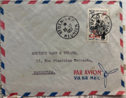 Delcampe - REUNION SAINT DENIS 1957 8F CPA SUR LETTRE PAR AVION POUR MARSEILLE - Brieven En Documenten