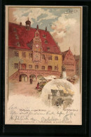 Delcampe - Lithographie Heilbronn, Käthchenhaus, Rathaus - Heilbronn