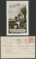 Delcampe - Hunting Dog Puppy Little Boy Hunter With Gun, A Happy Birthday 1928 Old Postcard - Hunde