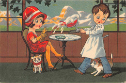 Delcampe - US2812 Restaurant Man Spills, Woman Uthecht Dogs Netherlands Comic Fun Artist - Sonstige & Ohne Zuordnung