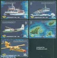 Delcampe - Guernsey 1994 Postal Service 5v, Joint Issue With Jersey, Mint NH, Transport - Various - Post - Aircraft & Aviation - .. - Post