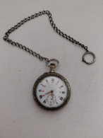 Delcampe - Montre à Gousset Ancienne Avec Chaîne – 4,8 Cm – 92 G – Non Fonctionnelle - Montres Gousset
