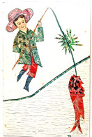 Delcampe - Découpage De Timbres Représentation Collages Découpis  La Pêche - Briefmarken (Abbildungen)