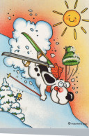 Delcampe - Finland Funny Cartoon Dog Skier Crash Winter Snow Sun Bird Unposted #SDP394 - Comicfiguren