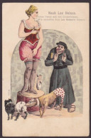 Delcampe - CPA érotisme Femme Girl Woman Glamour Curé Non Circulée Chien Dog Angelot - Frauen