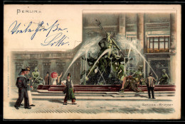 Delcampe - Lithographie Berlin, Schloss-Brunnen Mit Passanten - Mitte
