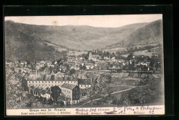 Delcampe - CPA St. Amarin, Vue Générale Avec Hotel Zum Goldenen Löwen J. Scheibel - Saint Amarin