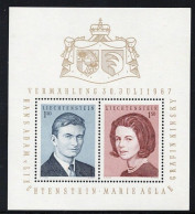 Delcampe - Liechtenstein 1967 - Yv. Bloc 10 - **/MNH - Mariage Princier, Princely Wedding Hans Adam & Marie Aglae - Blocs & Feuillets