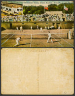 Delcampe - Bermuda Old Postcard International Tennis Stadium GB US Flags Match Player Sport - Bermuda