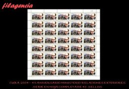 Delcampe - CUBA. PLIEGOS. 2004-28 45 ANIVERSARIO DEL MINISTERIO DE RELACIONES EXTERIORES - Blocks & Kleinbögen