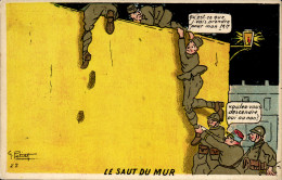 Delcampe - CPA Militaria Le Saut Du Mur - Humor