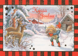 Delcampe - BABBO NATALE Buon Anno Natale GNOME Vintage Cartolina CPSM #PBA728 - Santa Claus