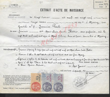 Delcampe - FAIRE PART DE NAISSAICE SUR FISCAUX DE JEANNINE PAULE CACHET MAIRIE À MAINCY LIRE : - Naissance & Baptême