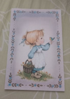 Delcampe - Enfant Panier Fleur Oiseau  Illustrateur Cp Double - Le Tanneur