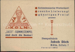 Delcampe - Koeln Rhein Stempelfabrik Jakob Stich - Köln